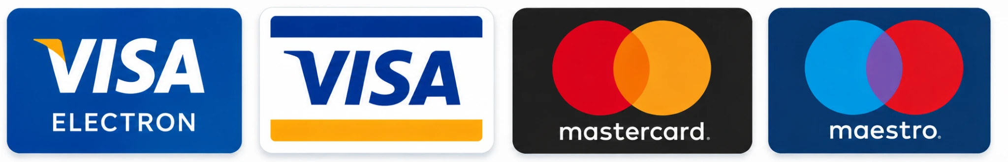 Metode de plată: Visa Electron, Visa, Mastercard și Maestro